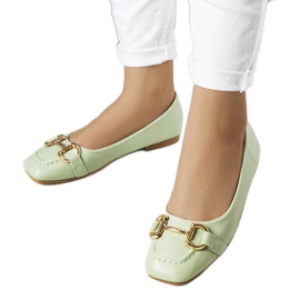 Ballerines vertes à décor Iris or
