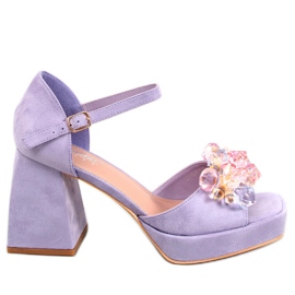 BM Sandales à talons larges avec pierres Mirella Violet