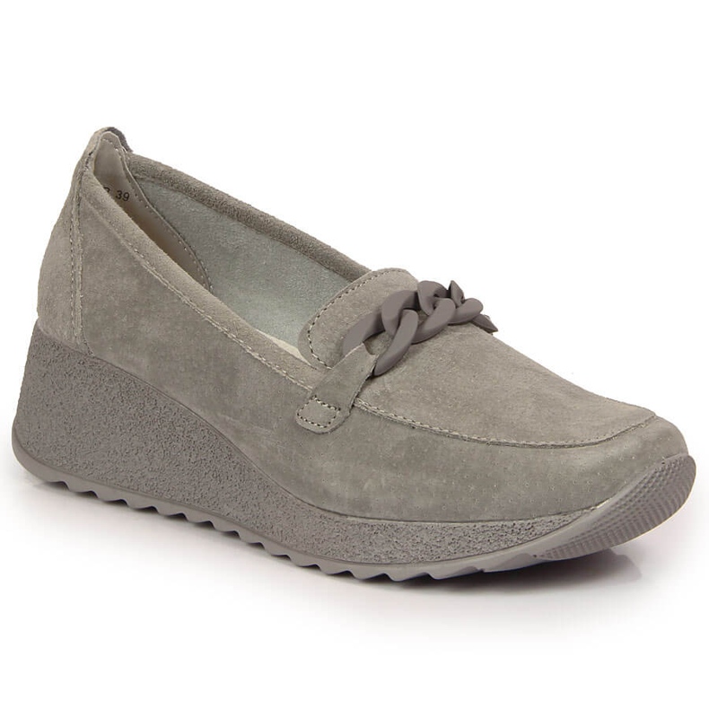 Mocassins compensés Filippo DP3632 en cuir gris avec chaîne