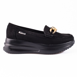 Mocassins compensés Shelovet pour femmes avec chaîne noir