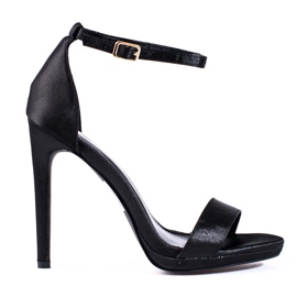 Sandales classiques femme Shelovet noires à talons hauts