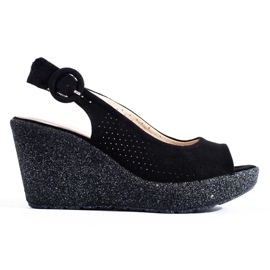 Sandales compensées noires Shelovet, femmes le noir Sandales compensées noires Shelovet, femmes le noir