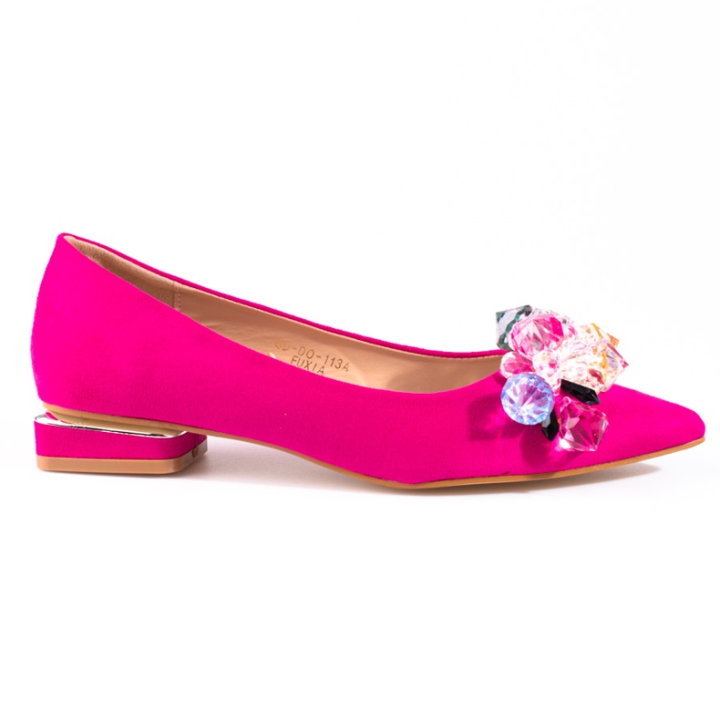 Escarpins à talons bas Shelovet pour femmes en daim fuchsia rose