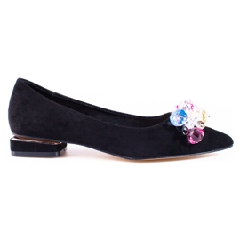 Escarpins à talons bas Shelovet pour femmes en daim noir le noir Escarpins à talons bas Shelovet pour femmes en daim noir le noir