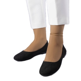 Ballerines noires avec semelle en cuir de Lespérance le noir