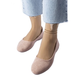 Ballerines roses à assise plantaire en cuir de Lespérance