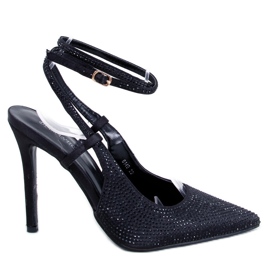 BM Épingles attachées avec des pierres Bonnie Black noir