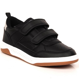 Chaussures de sport pour enfants American Club 112/23 noires en cuir écologique