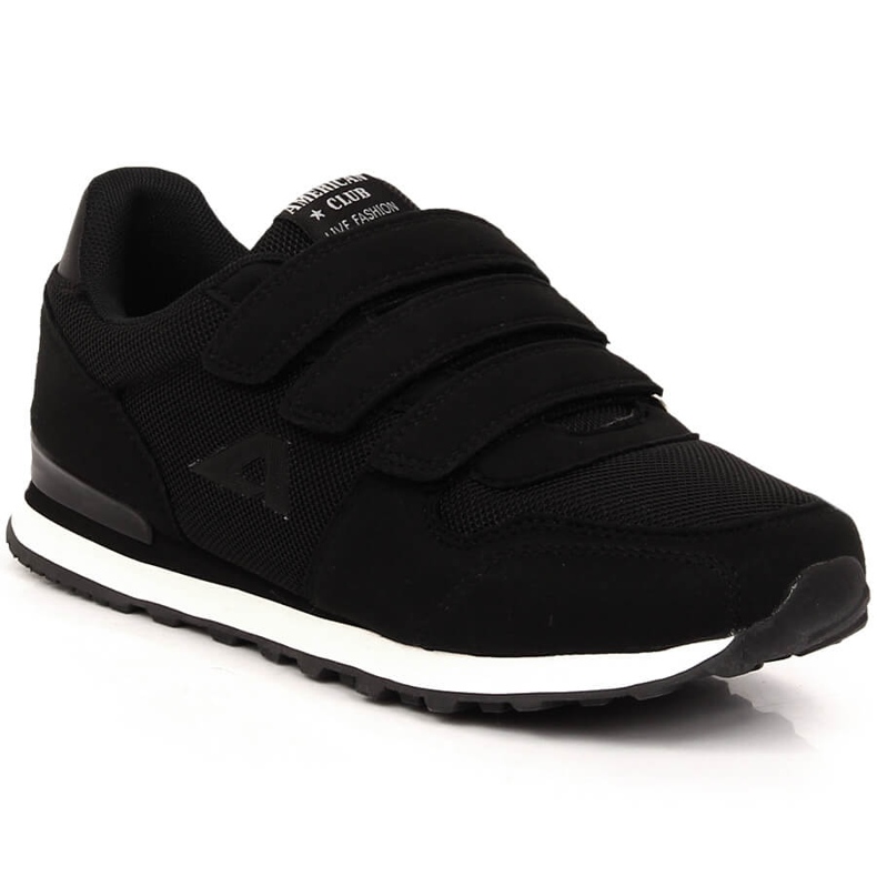 Chaussures de sport pour enfants American Club 154/23 noires avec velcro le noir
