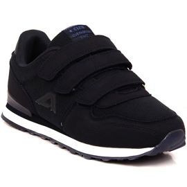 Chaussures de sport pour enfants American Club 154/23 bleu marine avec velcro noir