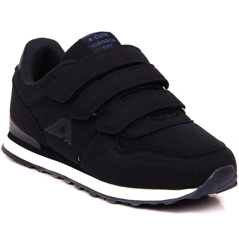 Chaussures de sport pour enfants American Club 154/23 bleu marine avec velcro le noir