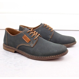 Chaussures confortables en cuir pour hommes bleu marine Rieker 13439-14 Chaussures confortables en cuir pour hommes bleu marine Rieker 13439-14