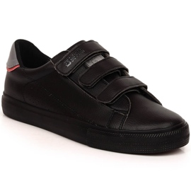 Big Star LL174633 baskets pour hommes en cuir écologique noir avec velcro