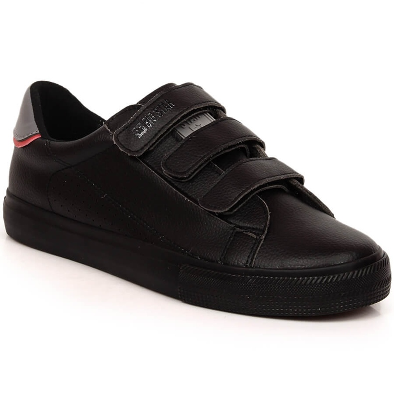 Big Star LL174633 baskets pour hommes en cuir écologique noir avec velcro le noir