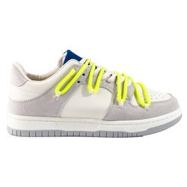 Baskets Shelovet à lacets jaunes blanc