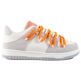Baskets Shelovet à lacets orange blanc
