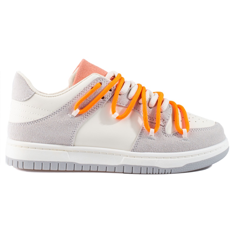 Baskets Shelovet à lacets orange blanche