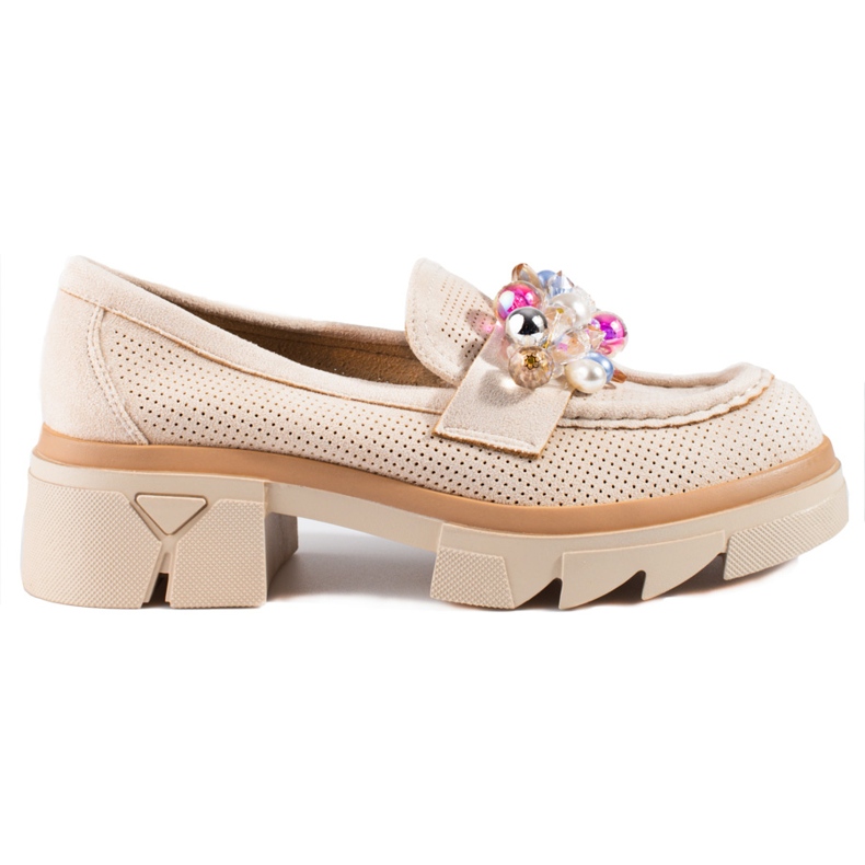 Seastar Mocassins femme Shelovet en daim avec cristaux beige
