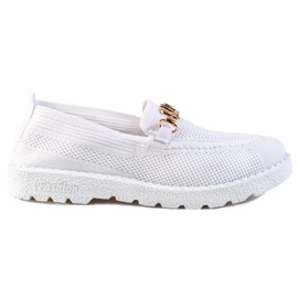 Mocassins femme textile Shelovet blanc