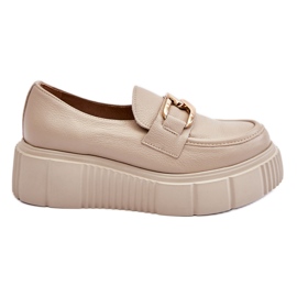 Lemar Chaussures à plateforme en cuir à la mode Beige Marsol