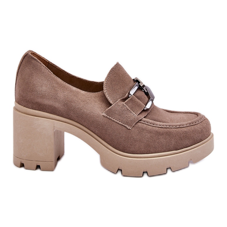 Lemar Brogues Élégantes Sur Talon Avec Décoration Beige Argent Foncé Harmell Lemar Brogues Élégantes Sur Talon Avec Décoration Beige Argent Foncé Harmell