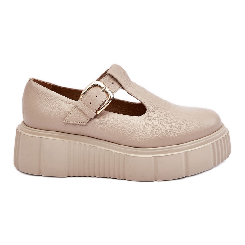 Lemar Chaussures en cuir à la mode sur une plate-forme massive beige Colson