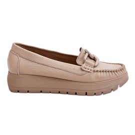 Lemar Mocassins à plateforme en cuir avec ornements Desmond beiges Lemar Mocassins à plateforme en cuir avec ornements Desmond beiges
