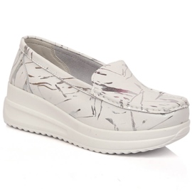 Mocassins en cuir pour femmes sur la plate-forme blanc Artiker 50C1886 blanche Mocassins en cuir pour femmes sur la plate-forme blanc Artiker 50C1886 blanche