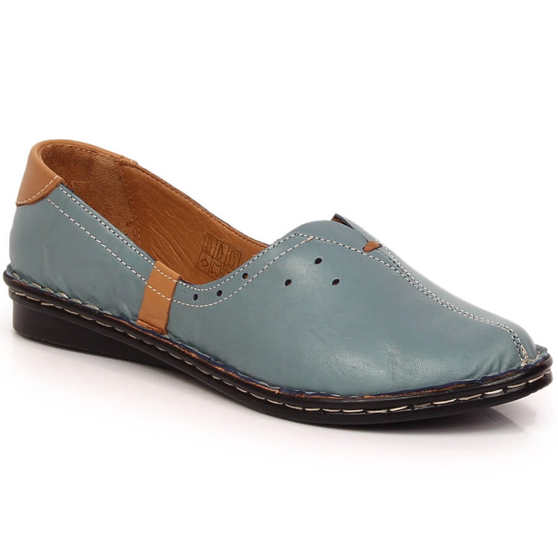 Chaussures à enfiler confortables en cuir pour femmes bleu Artiker 38C0358 Chaussures à enfiler confortables en cuir pour femmes bleu Artiker 38C0358