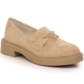 Potocki SZ12003 mocassins en daim à talons et plateforme beige