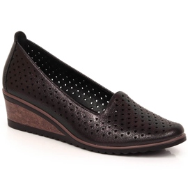 Chaussures compensées ajourées noir brillant femme Potocki SZ12018 le noir