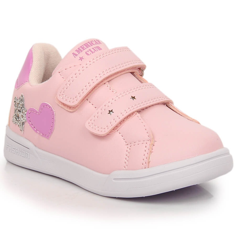 Chaussures de sport fille American Club 125/23 roses à scratch