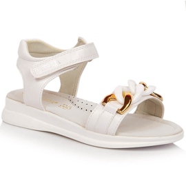 Sandales filles avec une chaîne velcro blanc Vinceza 36127