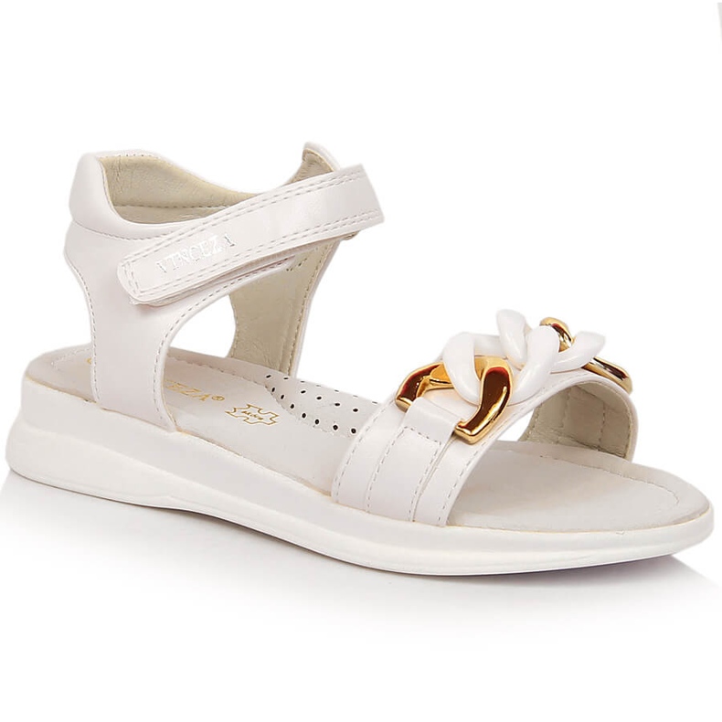 Sandales filles avec une chaîne velcro blanc Vinceza 36127 blanche