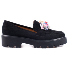 Vinceza chaussures pour femmes noires avec des cristaux