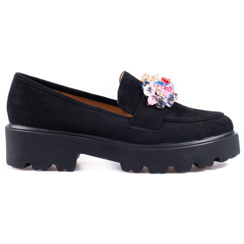 Vinceza chaussures pour femmes noires avec des cristaux le noir