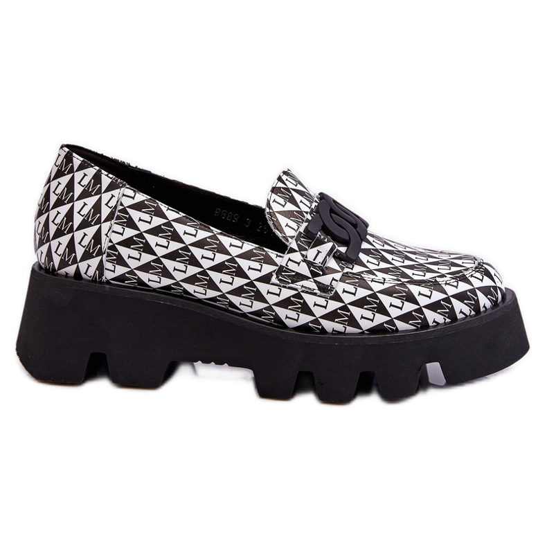 Mocassins Sur Une Plateforme Massive Laura Messi 2601 Noir Et Blanc blanche le noir