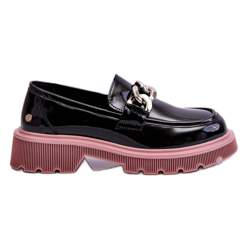Mocassins Vernis Avec Chaîne GOE LL2N4039 Noir-Violet le noir