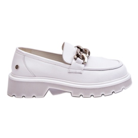 Mocassins Cuir Avec Chaîne GOE LL2N4038 Blanc
