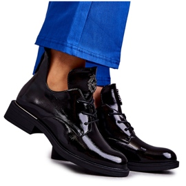 Vinceza Bottines Lacées Laquées Avec Découpes Noir Fabiana