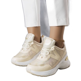 Baskets beiges à empiècements métalliques Ruais