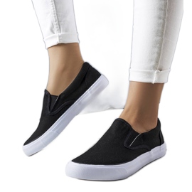 BM Baskets à enfiler en textile noir Candace