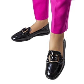Mocassins en cuir verni noir Erica