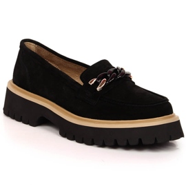 Mocassins femme en daim avec chaîne Filippo DP4589/23 le noir