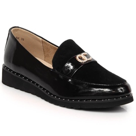 Chaussures femme en cuir avec zircons Filippo DP1515/23 le noir