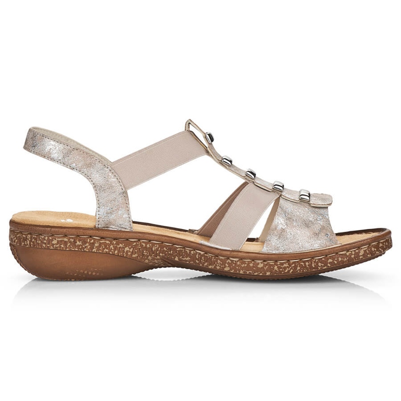 Sandales à enfiler confortables pour femmes Rieker 62850-90 beige Sandales à enfiler confortables pour femmes Rieker 62850-90 beige