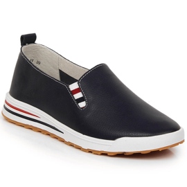 Baskets à enfiler pour femmes en cuir bleu marine Filippo DP3510/23