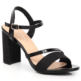 Sandales noires en brocart pour femmes sur le poteau Vinceza 2255