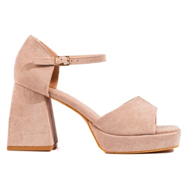 Sandales à bloc en daim beige Vinceza