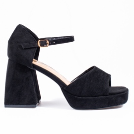 Sandales à talons en daim noir Vinceza le noir